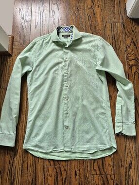 Men's Dress Shirt Jack Lipson Medium 15.5 - Green lightweight Shirt